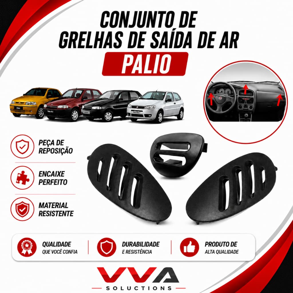 Difusor Saída De Ar Painel Superior Fiat Palio Siena G1 G2 G3 PRETO padrão original
