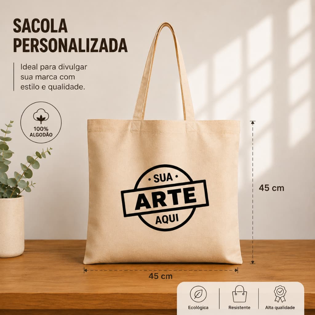 Ecobag personalizada com logo e tamanho a sua escolha