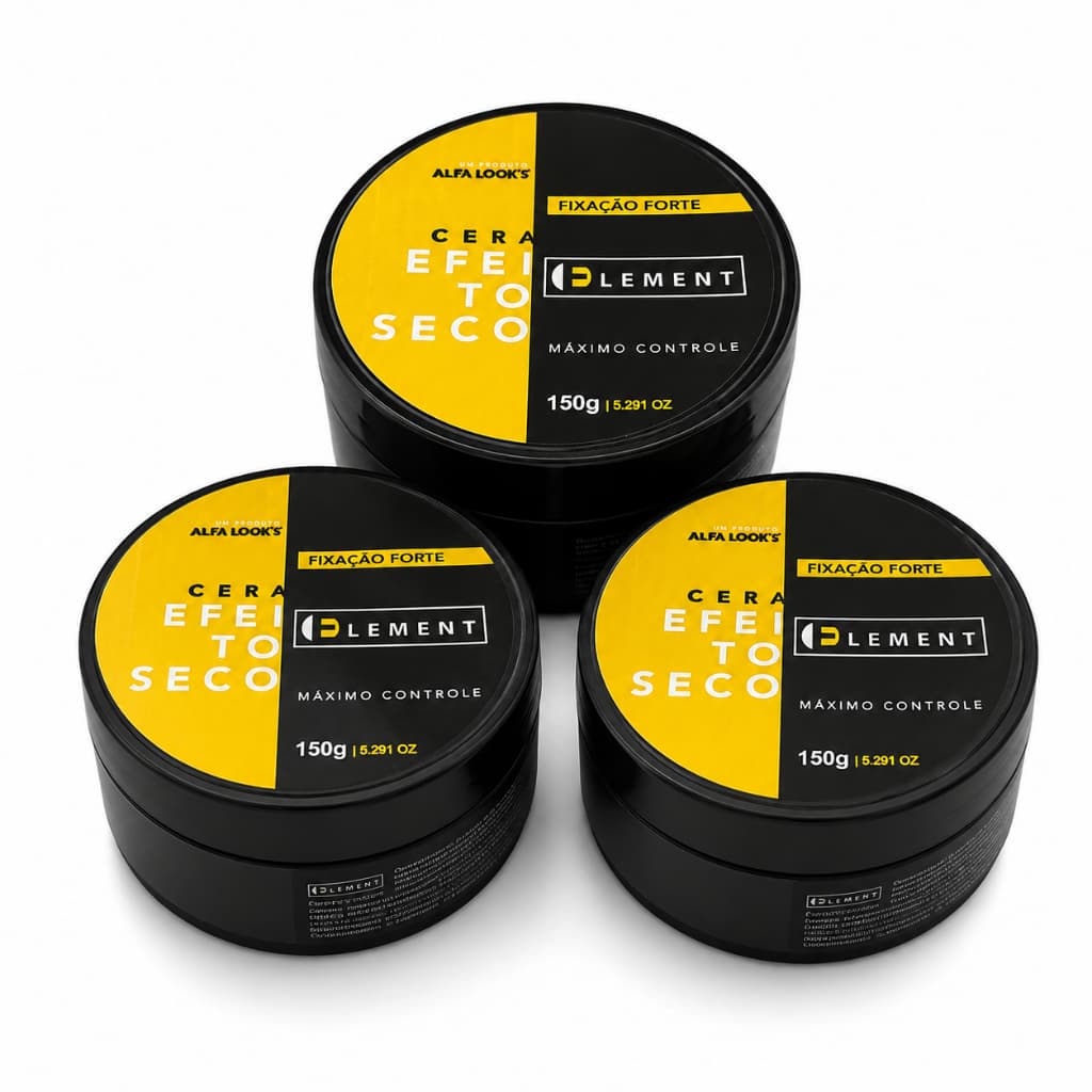 Kit 3 Pomadas Element 150g Fixação Forte Efeito Seco Uso profissional