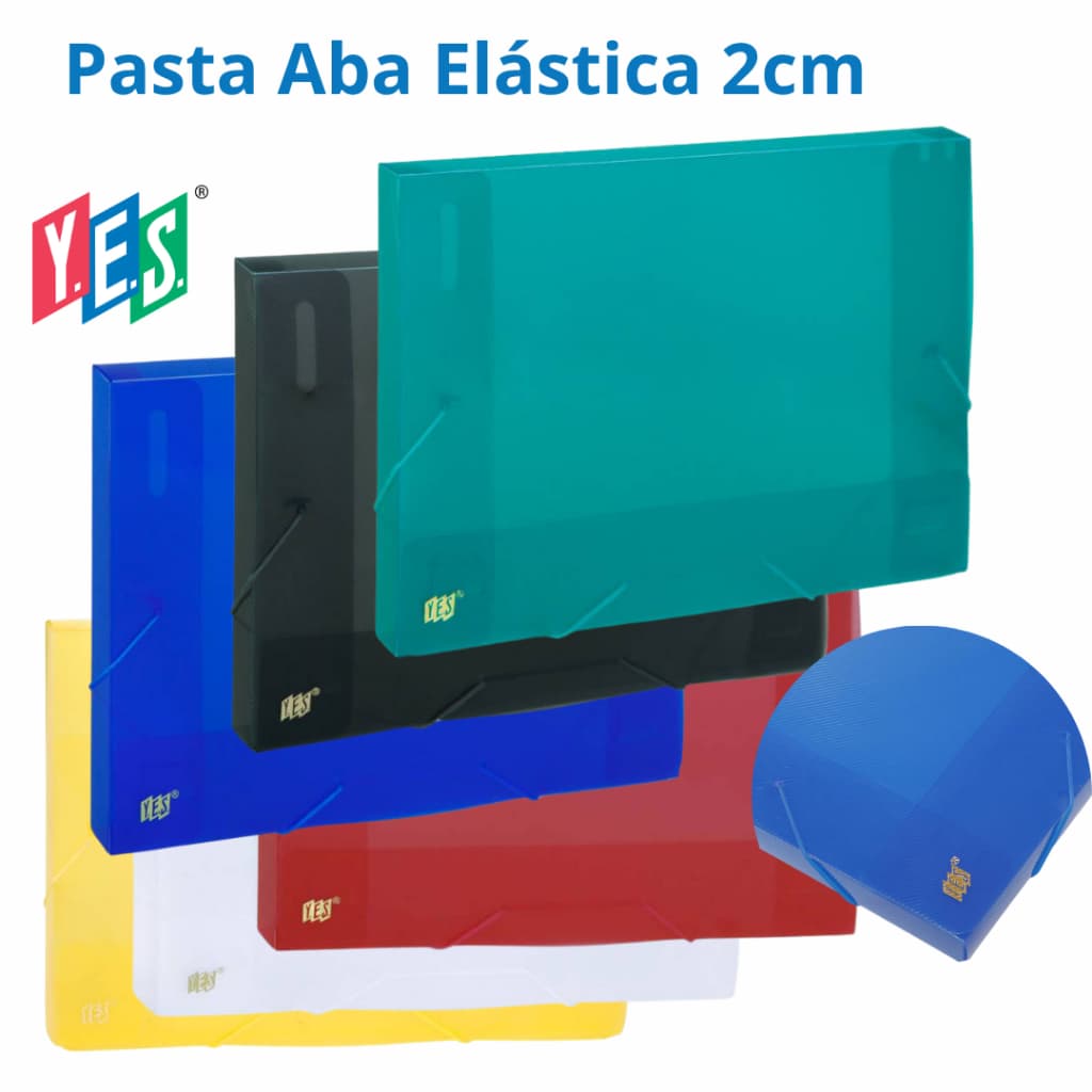 Pasta Aba Elástica YES 2cm tamanho Ofício transparente ou opaco com elástico de silicone CX020S