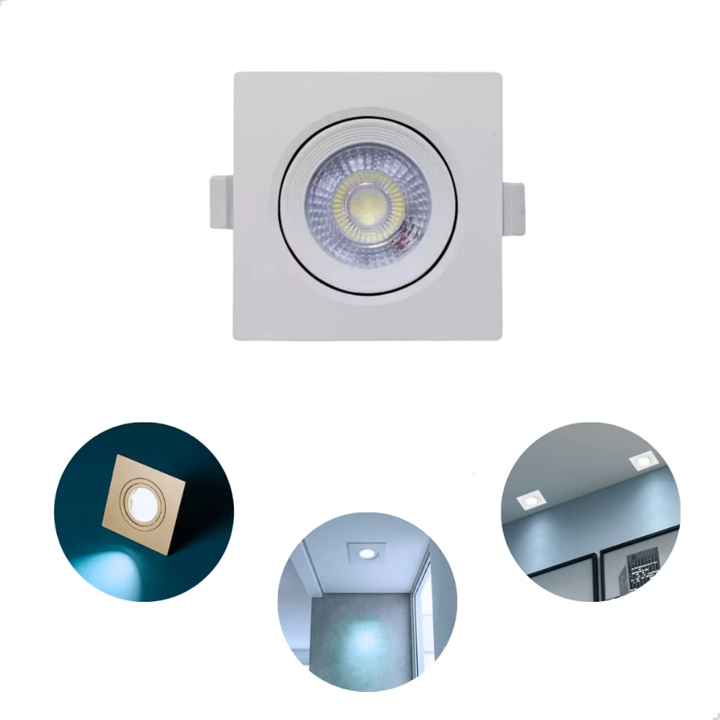 Spot Teto Led Embutir 11cm Quadrado 10w Bivolt (Recorte 9cm)