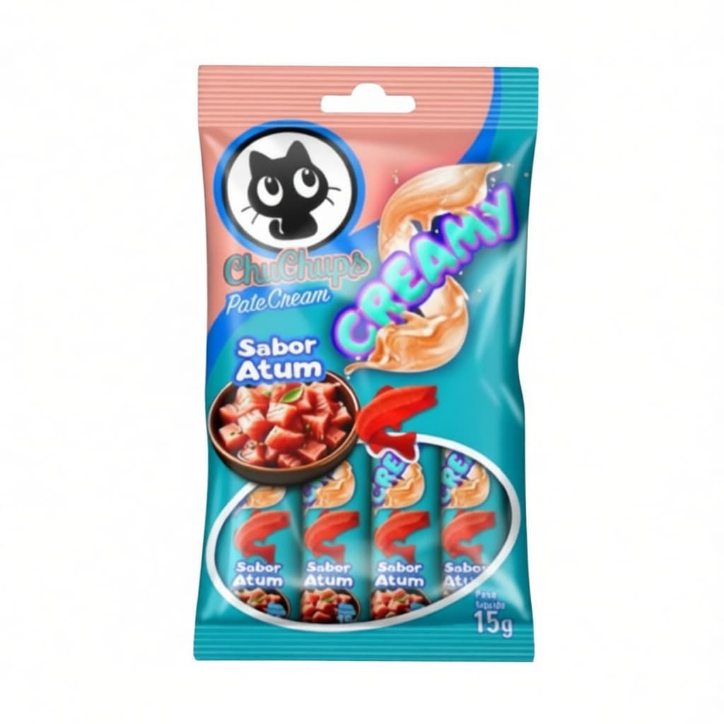 Chuchups Petisco Patê Para Gatos Pacote com 4 Tubos de 15g Cada.
