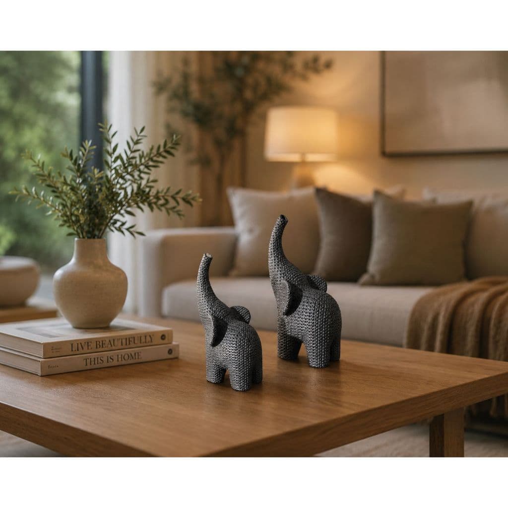 Elefante em Tricô Decoração Mesa