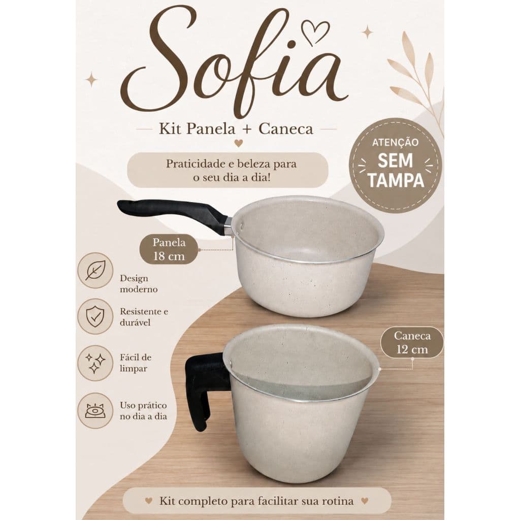 Outlet de Cozinha: Kit Sofia Panela e Caneco - Pequenas Avarias Estéticas