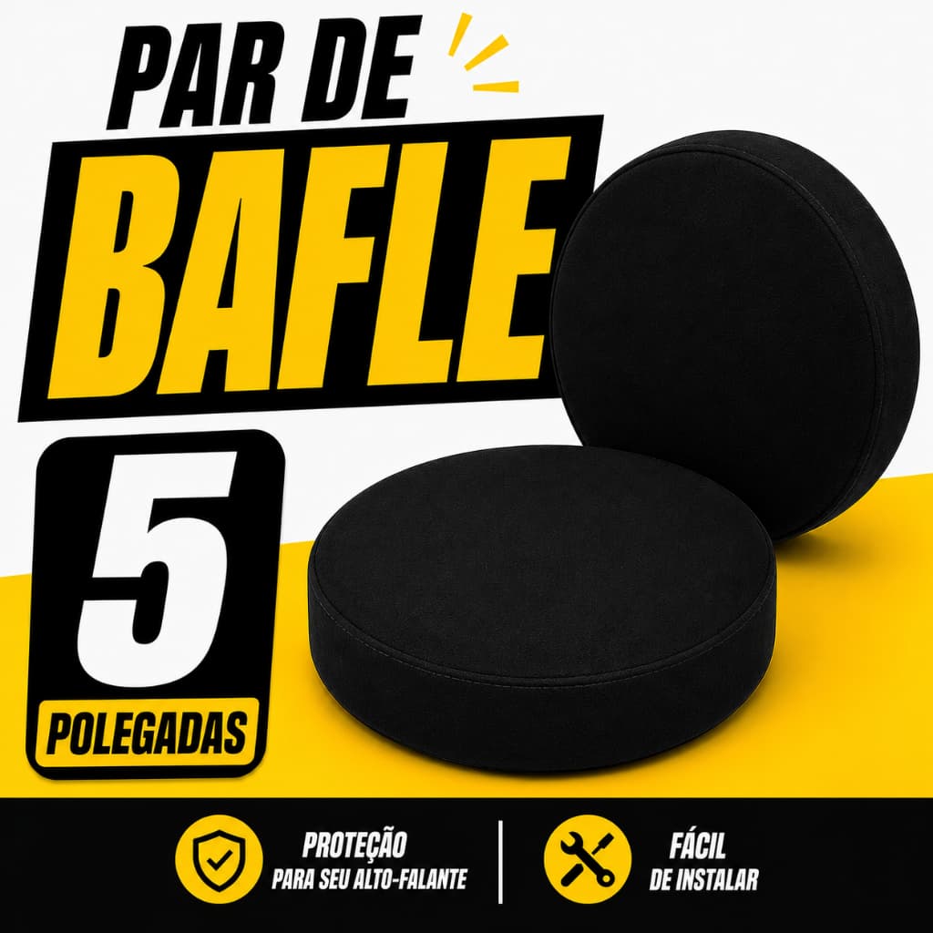 Par Bafles 5 Polegadas MDF Preto Espaçador Alto Falante Automotivo Universal Som Veicular Carro