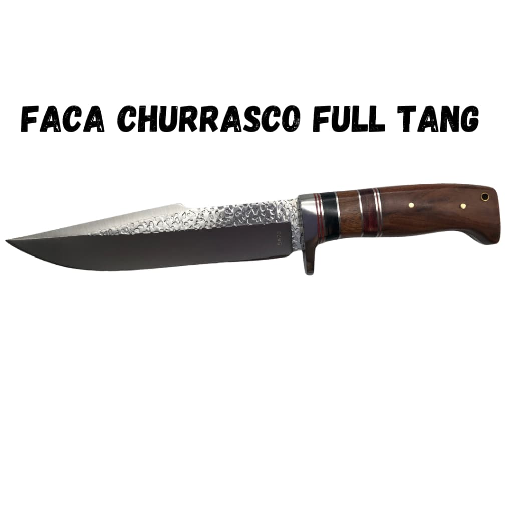 Faca Churrasco Caça e Pesca Cabo Artesanal em Madeira, Aço Inox FullTang - 1568