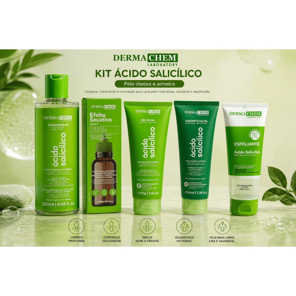 Kit Skincare Limpeza Facial Ácido Salicílico Dermachem