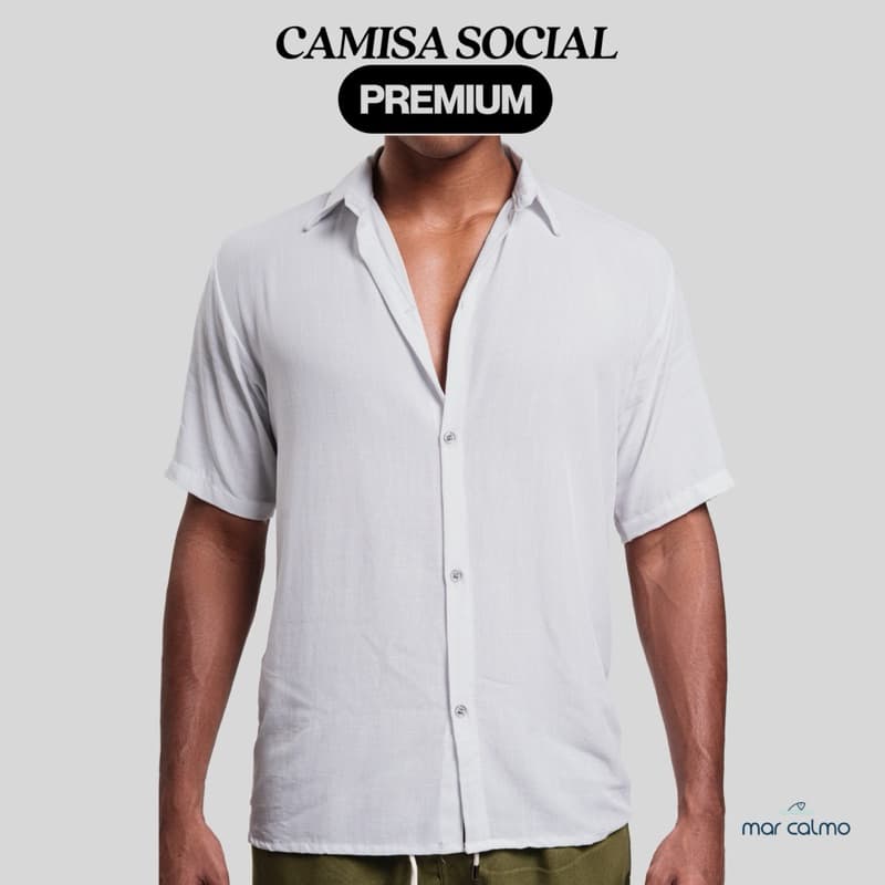 camisa social masculina visco linho manga curta slim fit verão