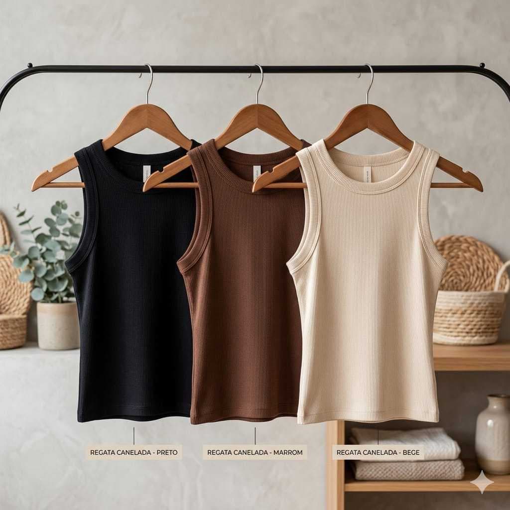 KIT 3 REGATAS FEMININA CANELADA LISA BLUSINHA BÁSICA E CONFORTÁVEL TAMANHO ÚNICO VESTE 38 AO 42