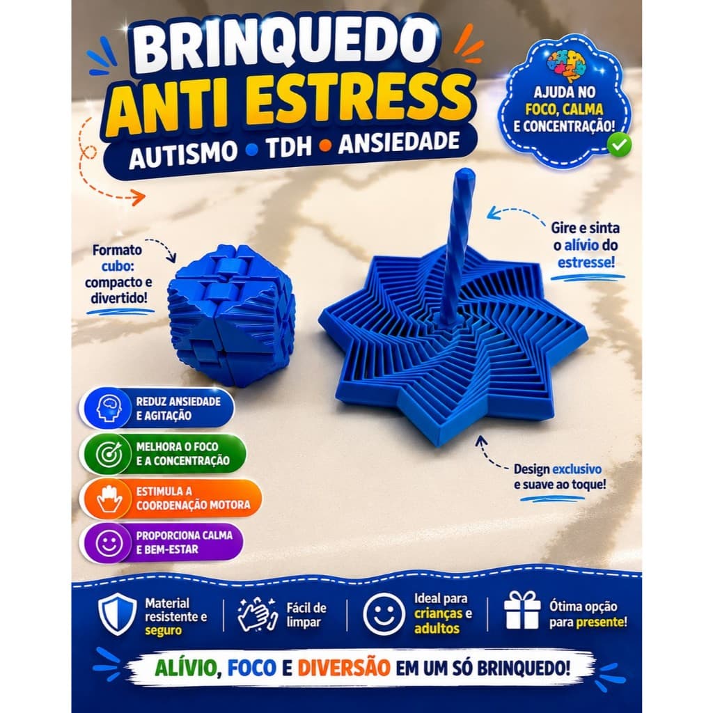 Recurso Terapêutico ESTRELA + CUBO Sensorial Som Regulador | Autismo TEA TDAH Ansiedade | Foco Concentração