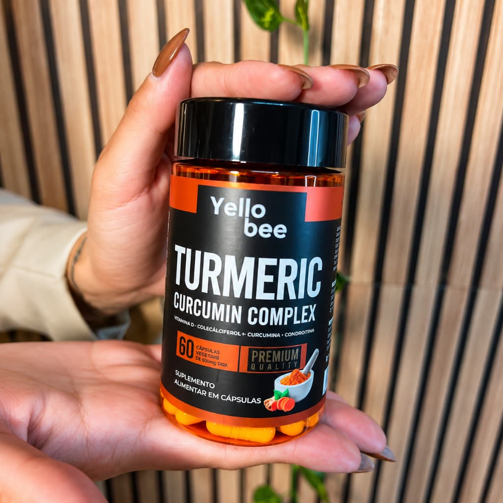 Cúrcuma Açafrão 4 em 1 Colágeno Tipo 2 Vitamina D Fortalecimento  Antioxidante Natural Original