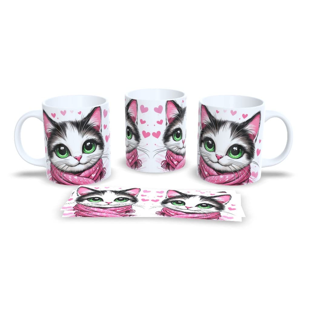 Caneca Cerâmica Personalizada Gato / Gatinho Sublimação + Chaveiro Articulado GT2 - Sara Presentes