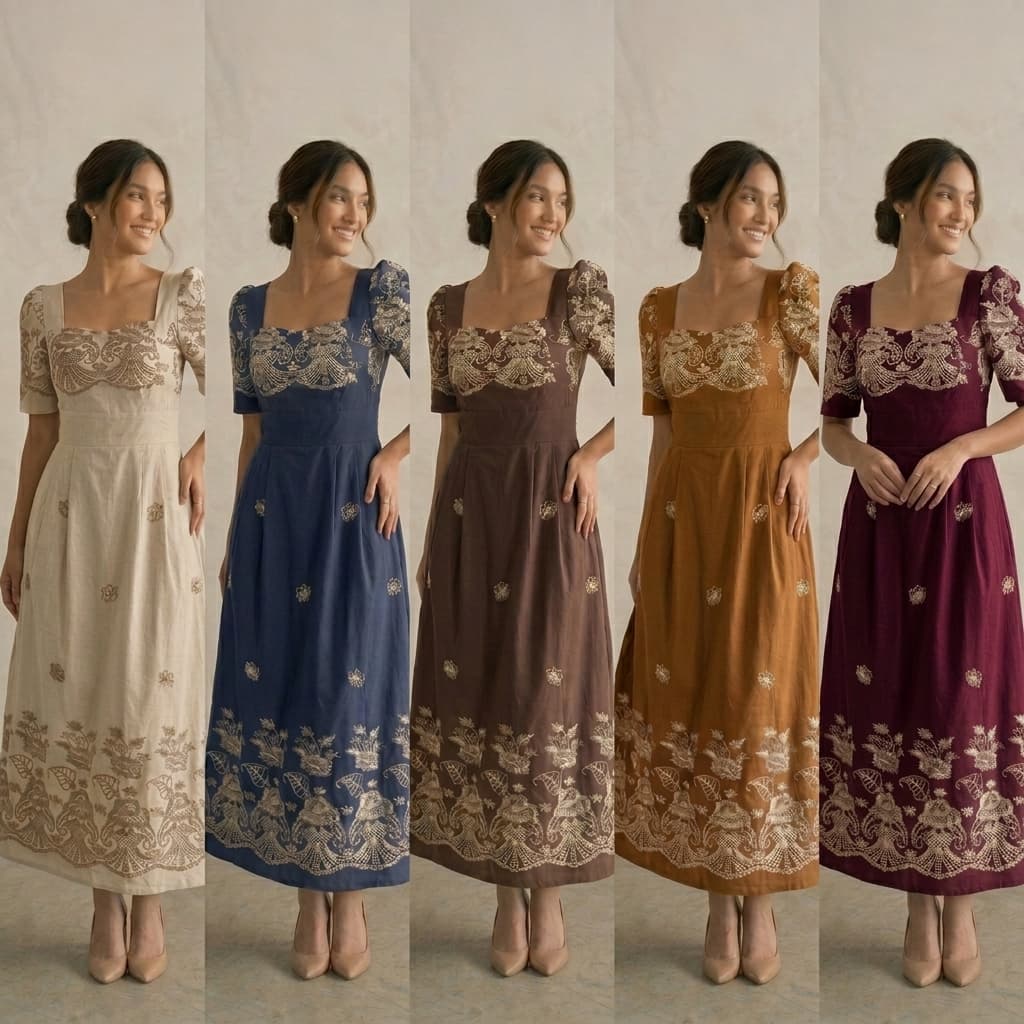 Vestido Femenino Bordado Elegante  Premium Com Forro Bojo Lastex Evangélica
