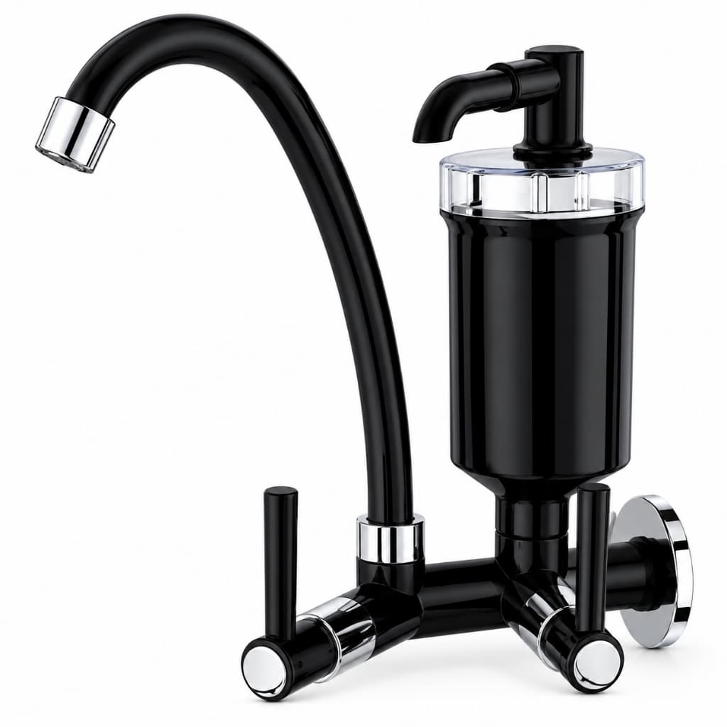 Torneira Filtro Preto Bica Movel Com Vela Pro Saude Parede