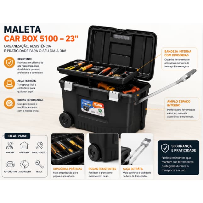 Maleta Resistente  com Rodas e Divisórias 23 Polegadas-Arqplast