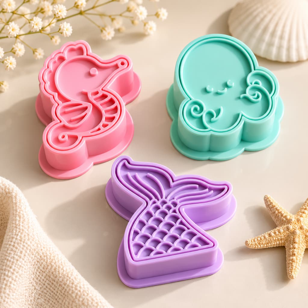 Ejetor Modelador Fundo Do Mar Para Brigadeiros Massas Docinho Cavalo marinho Polvo Sereia Confeitaria Biscuit