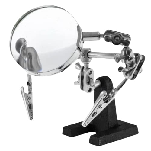 Suporte Lupa De Bancada Garra Pinça Terceira Mão Lente 90mm