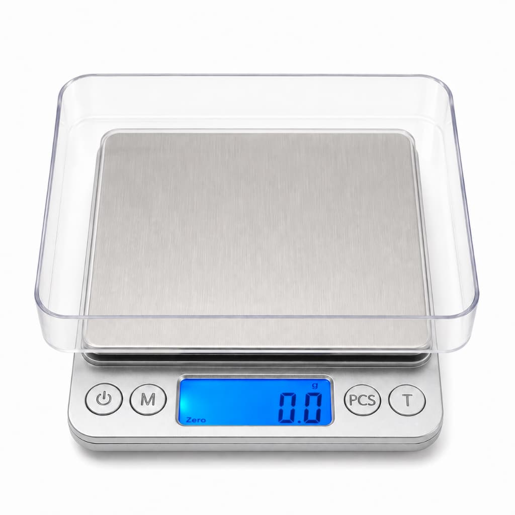 Balança Digital Precisão 0,1g a 2kg com Estojo e Display LCD Função Tara + Capinha Protetora