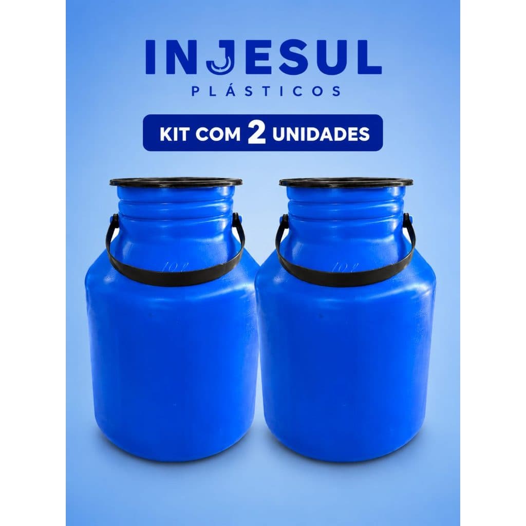 Kit 02 Vasilhame 10 Litros Leiteira Galão De Leite Bombona Com Alça Injesul Para Transporte de Leite