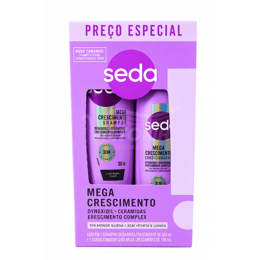 Kit Shampoo 300ml + Condicionador 190ml Seda Mega Crescimento