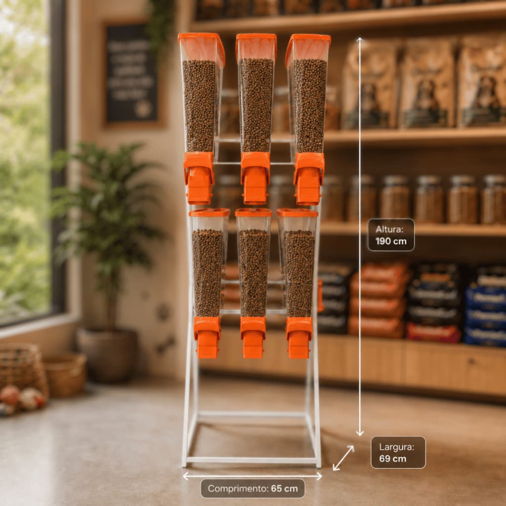 Armazenador Ração Dispenser Petfood Grão Cereais Cachorro Pet Shop 35L