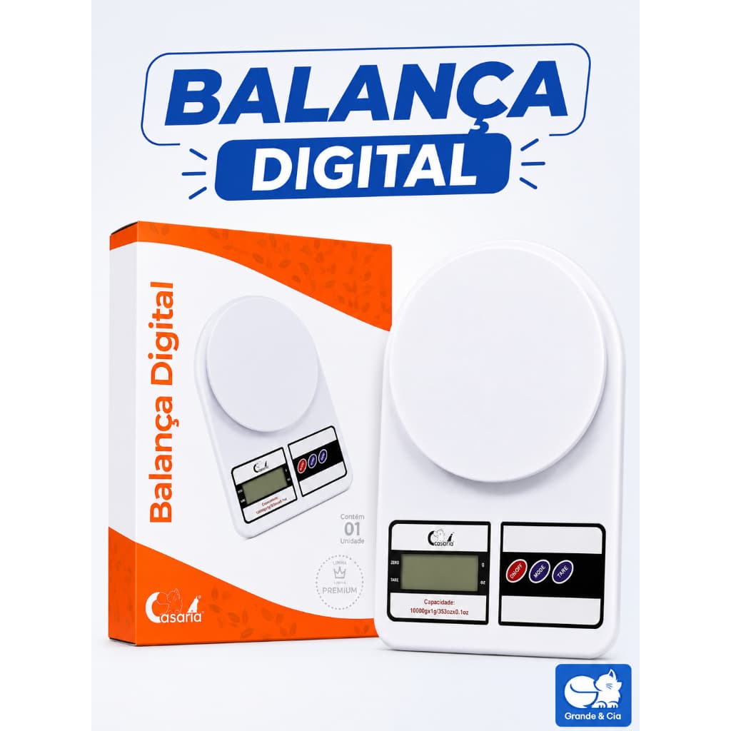 Balança Digital Cozinha Alta Precisão 10kg LCD Eletrônica Casaria para Alimentos Receitas e Dieta