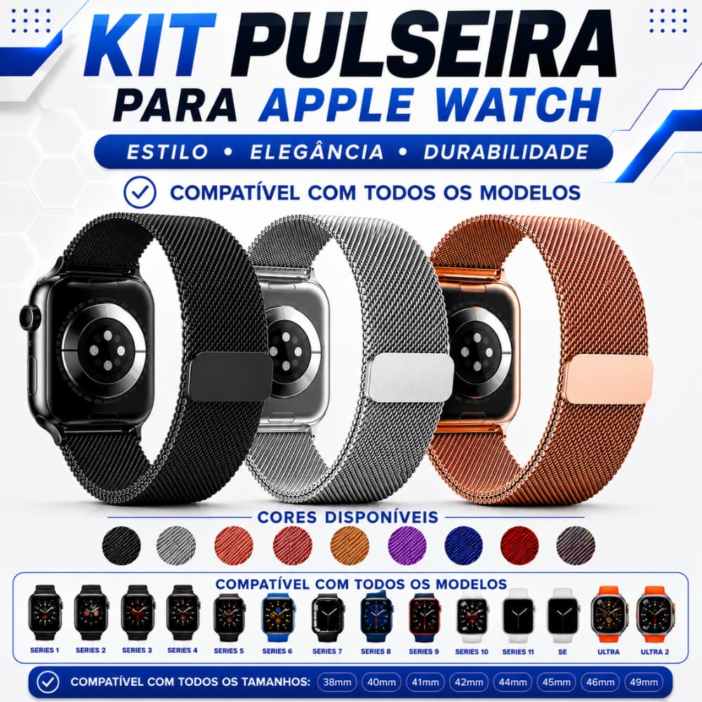 Kit com 2 Pulseira de Metal para Smartwatch