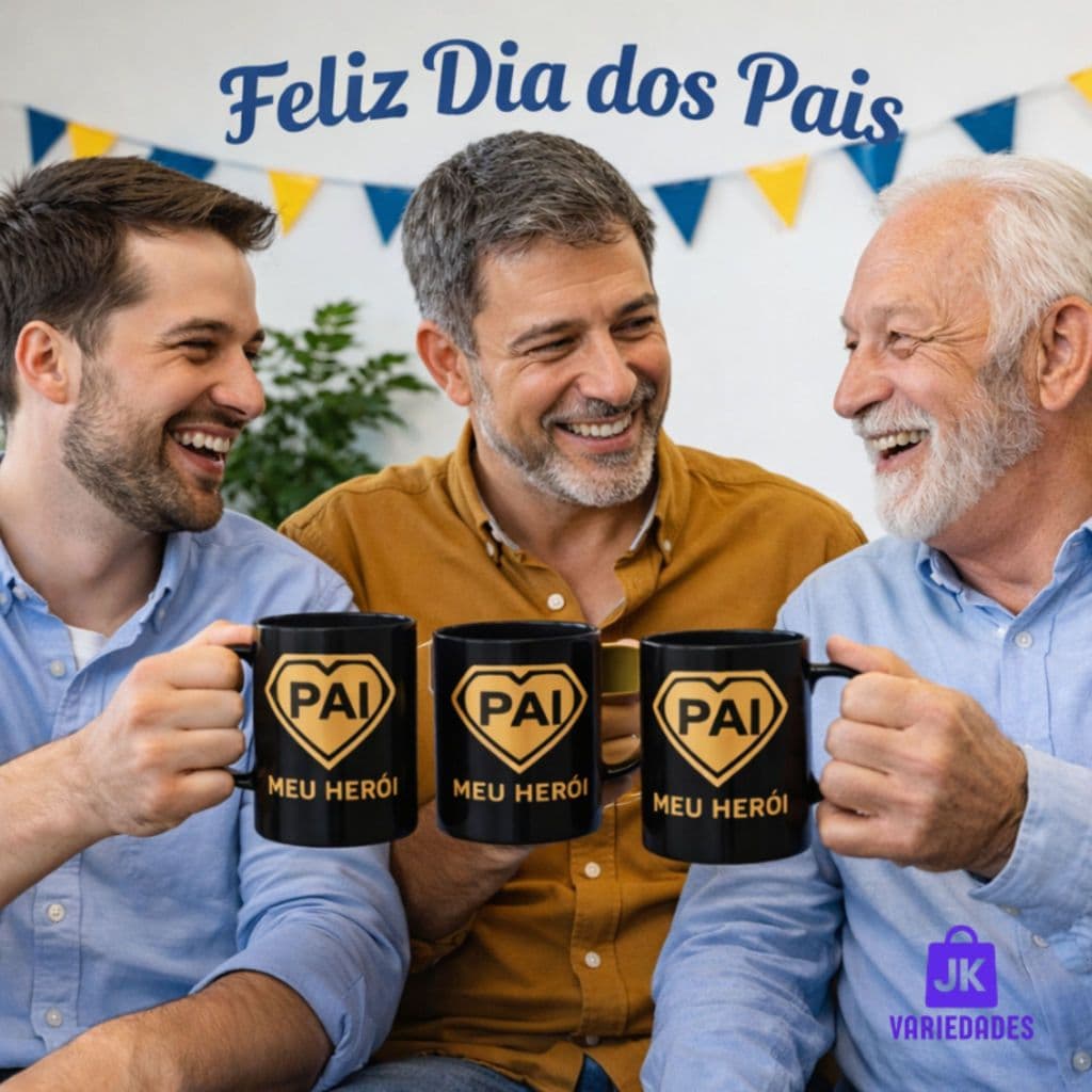 Kit 5 Canecas Pai Meu Herói Dia dos Pais Plástico Resistente 450ml