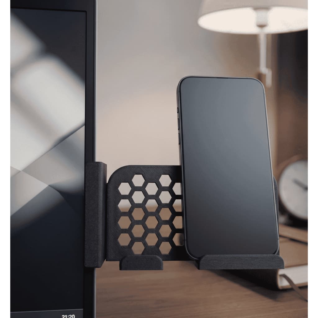 Suporte De Celular Para Monitor De Notebook Clip Lateral Home Office Prático Universal Organizador Mesa Impressão 3D