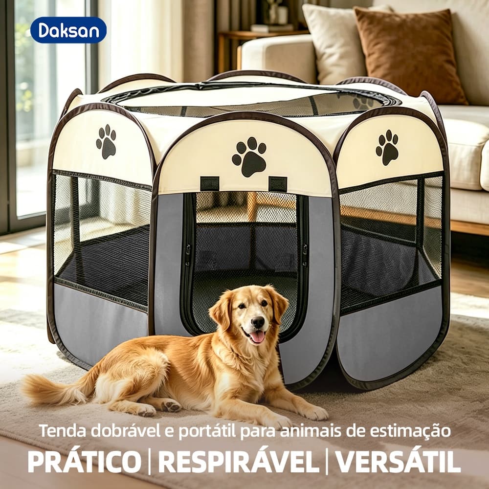 Cercado Pet Grande 114cm para Cães e Gatos Cercadinho Dobrável Portátil