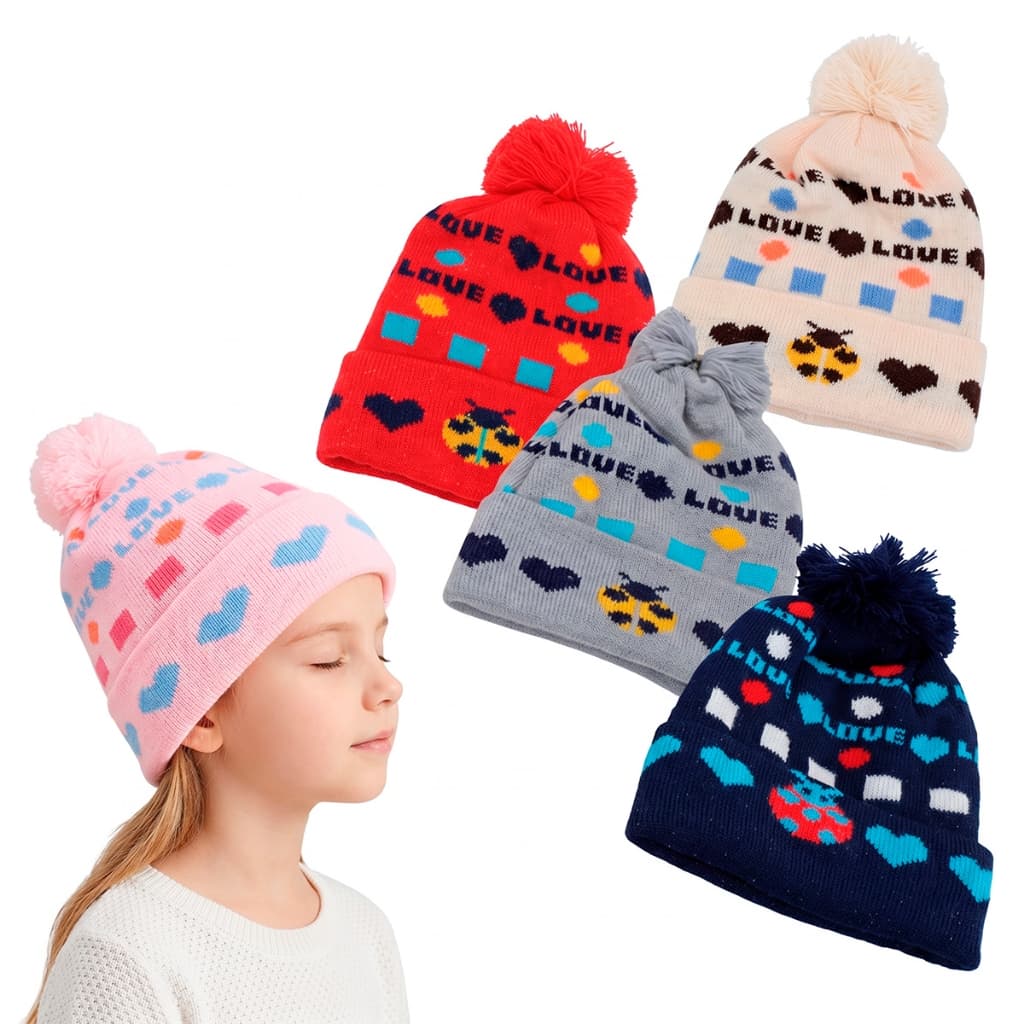 Touca Infantil Pompom Forrada Pelúcia Térmica Inverno Gorro Criança Menino Menina Quentinha