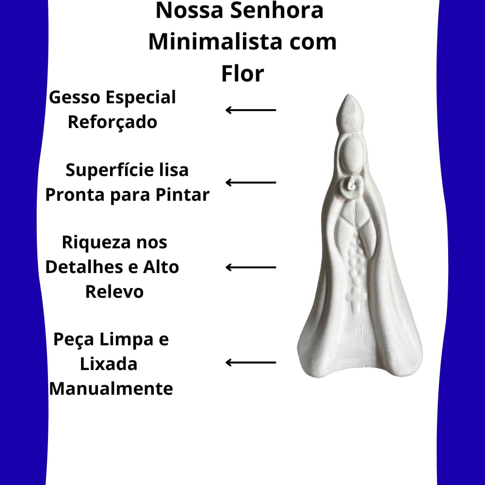 Kit 2 Nossa Senhora Aparecida Minimalista 12 cm Gesso Cru Pintar