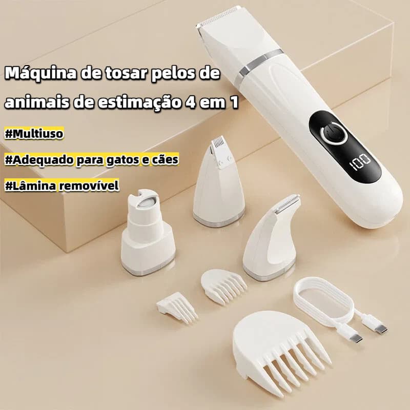 Aparelho de tosa 4em1 para animais de estimação: apara pelos,corta unhas,recarregável via USB,adequado para cães e gatos