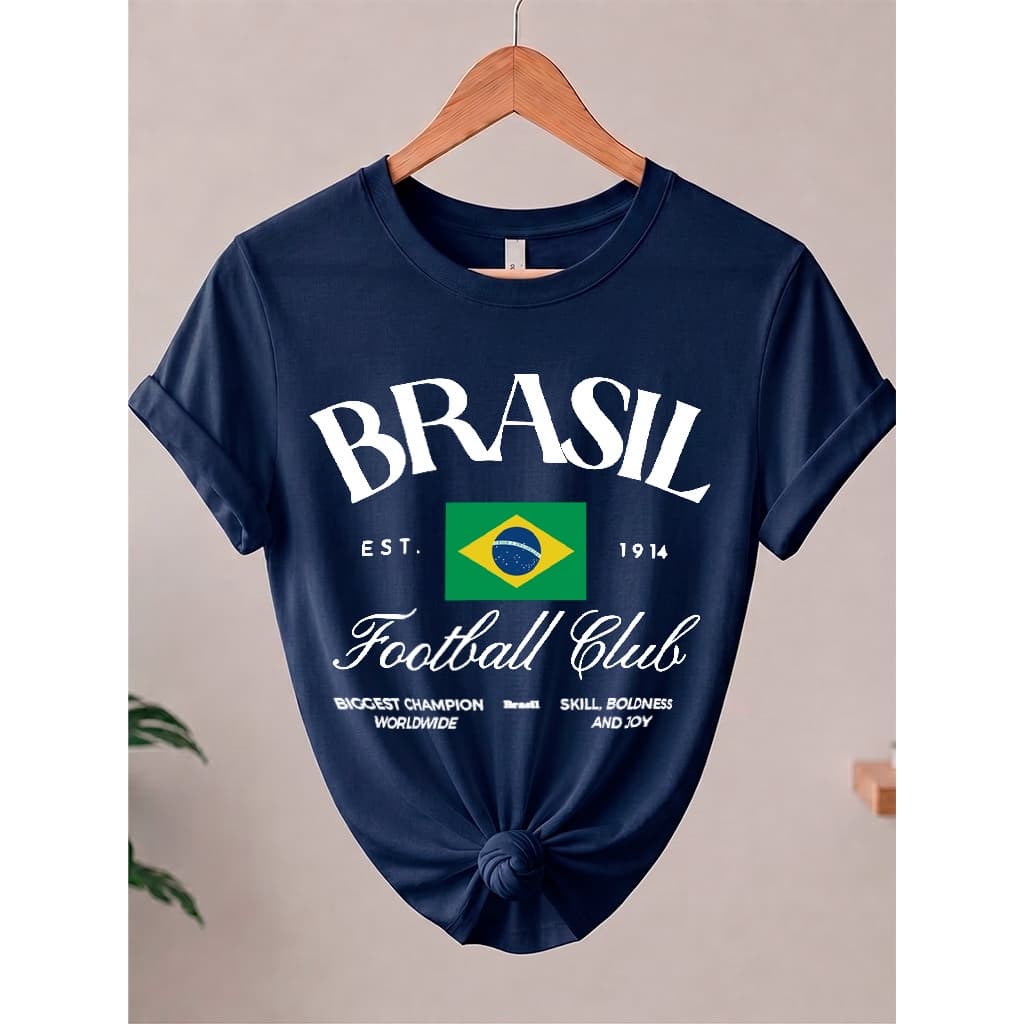 Camiseta Brasil Feminina Copa Camisa Roupa Blusinha Futebol Blusa Algodão Torcida