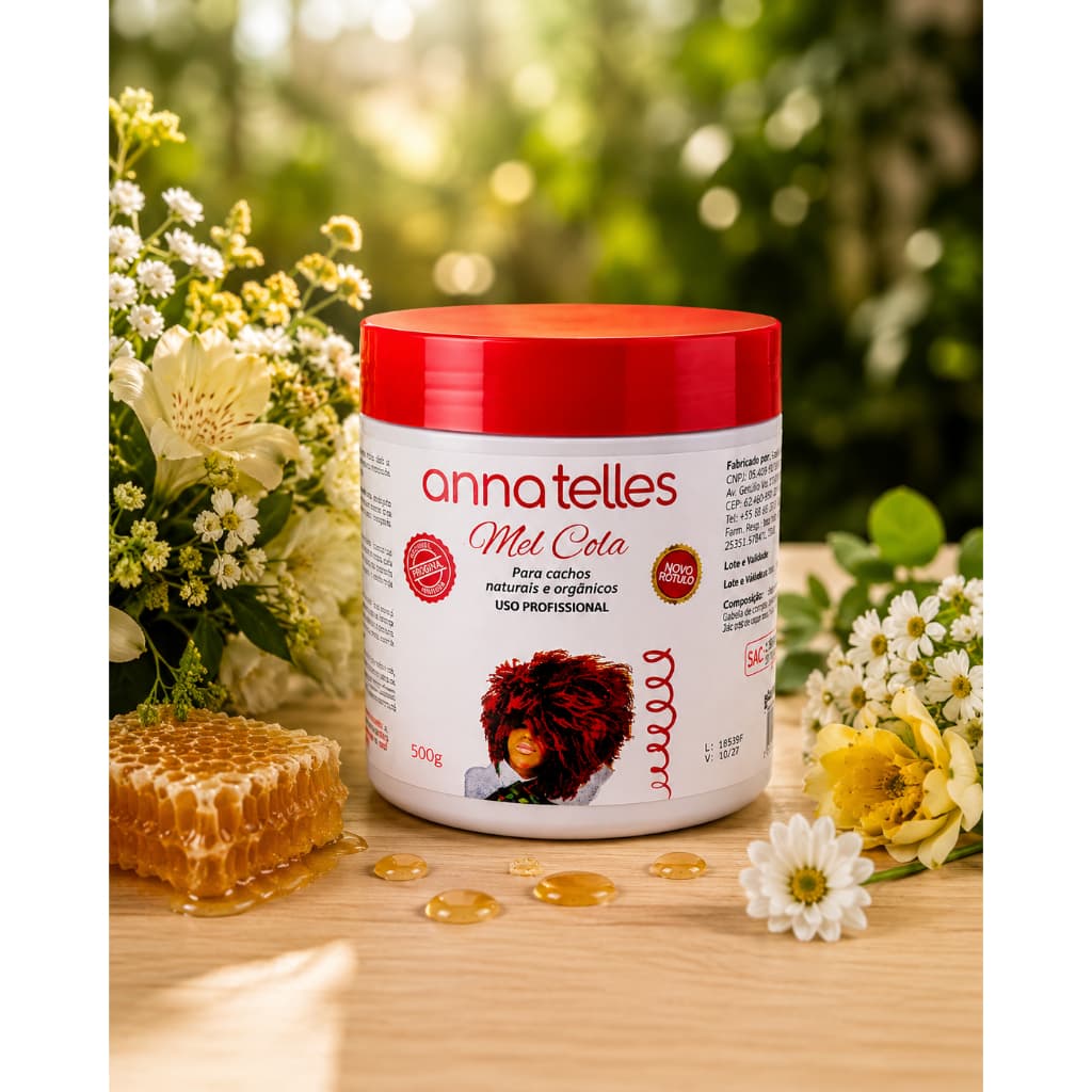 MEL COLA PARA CACHOS NATURAIS ORGANICOS  ANNA TELLES 500G