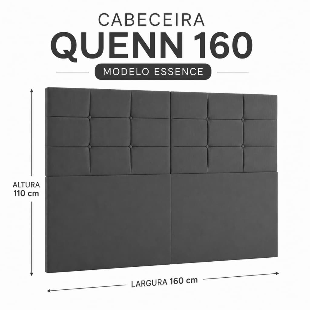 Casa Lgm Cabeceira de Cama Box Casal Queen Tecido Suede Cor Cinza Tamanho 160cm x 110 Modelo Essence