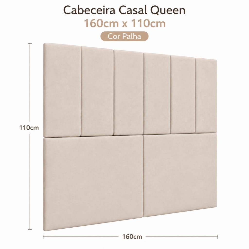 Cabeceira De Cama Box Casal Quenn 160 Areia Luxo Modelo Suiça- CASA LGM