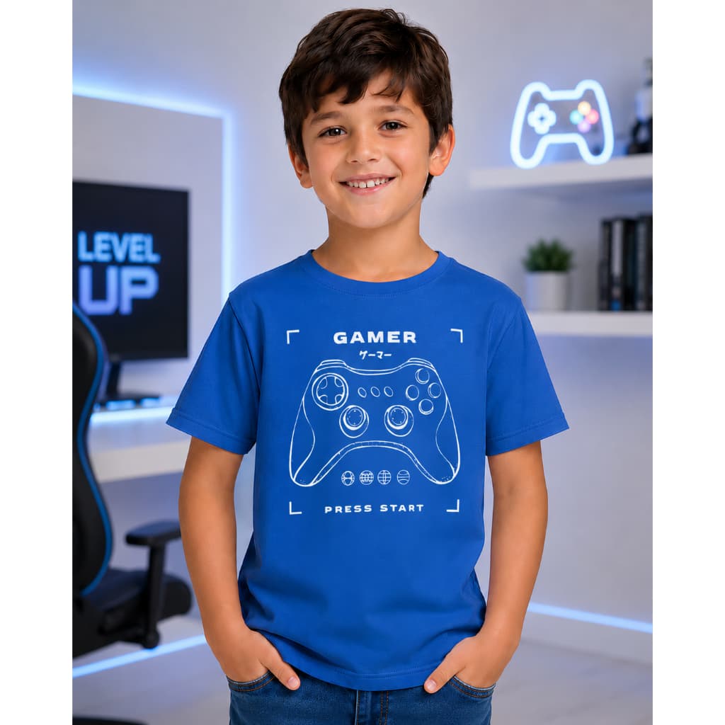 Camiseta Infantil Controle Xbox Gamer 100% Algodão