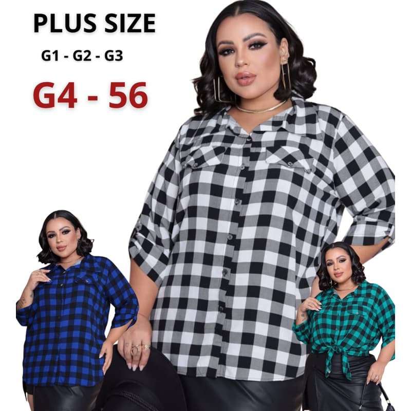Camisa Xadrez Plus Size Feminina G1 G2 G3 G4