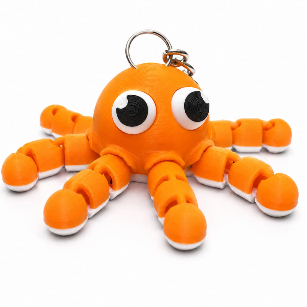 Chaveiro Polvo Articulado Colorido Brinquedo Anti Stress Fidget Toy