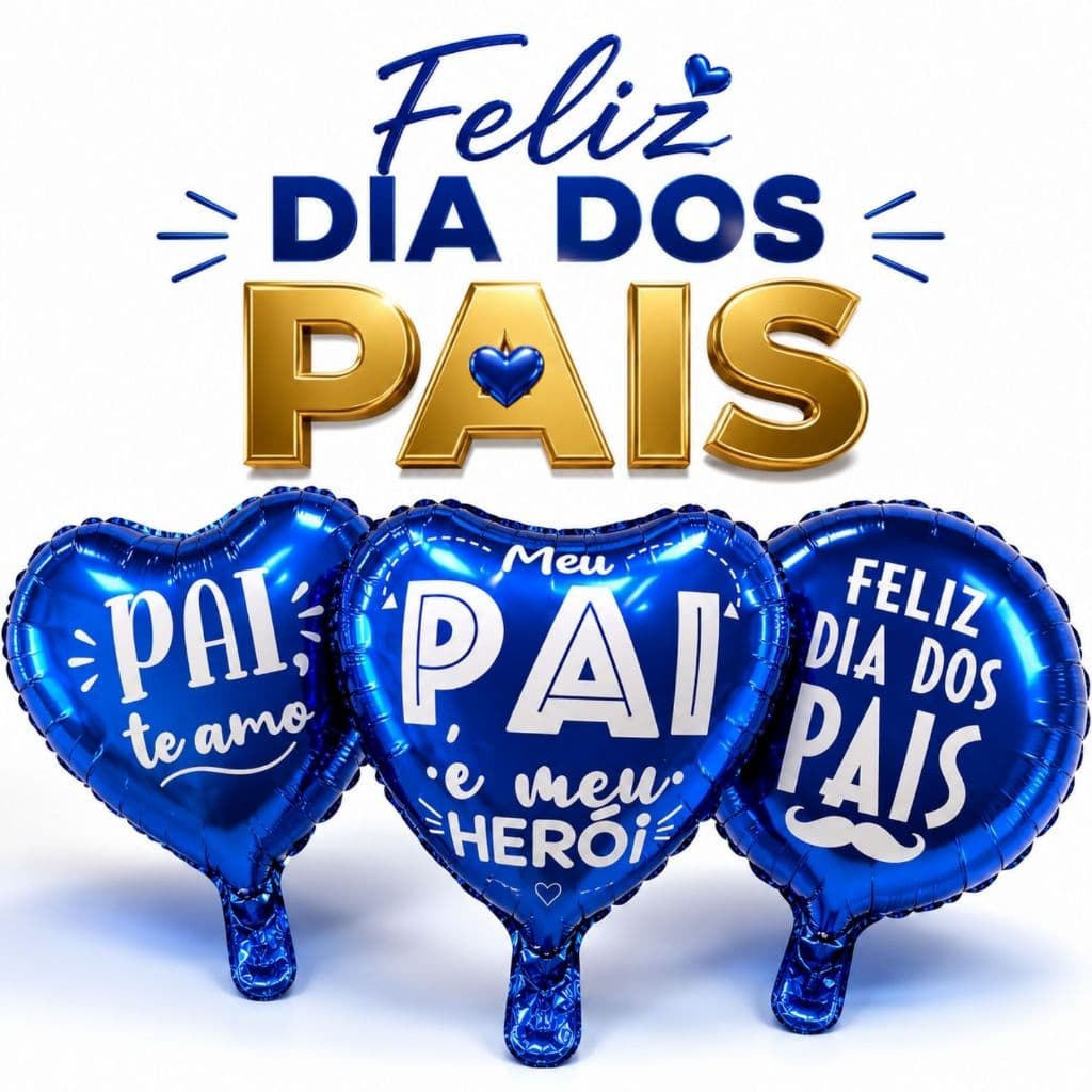 Kit Balão Coração  Metalizado Centro De Mesa Dia dos Pais Namorados Mães Decoração 22cm