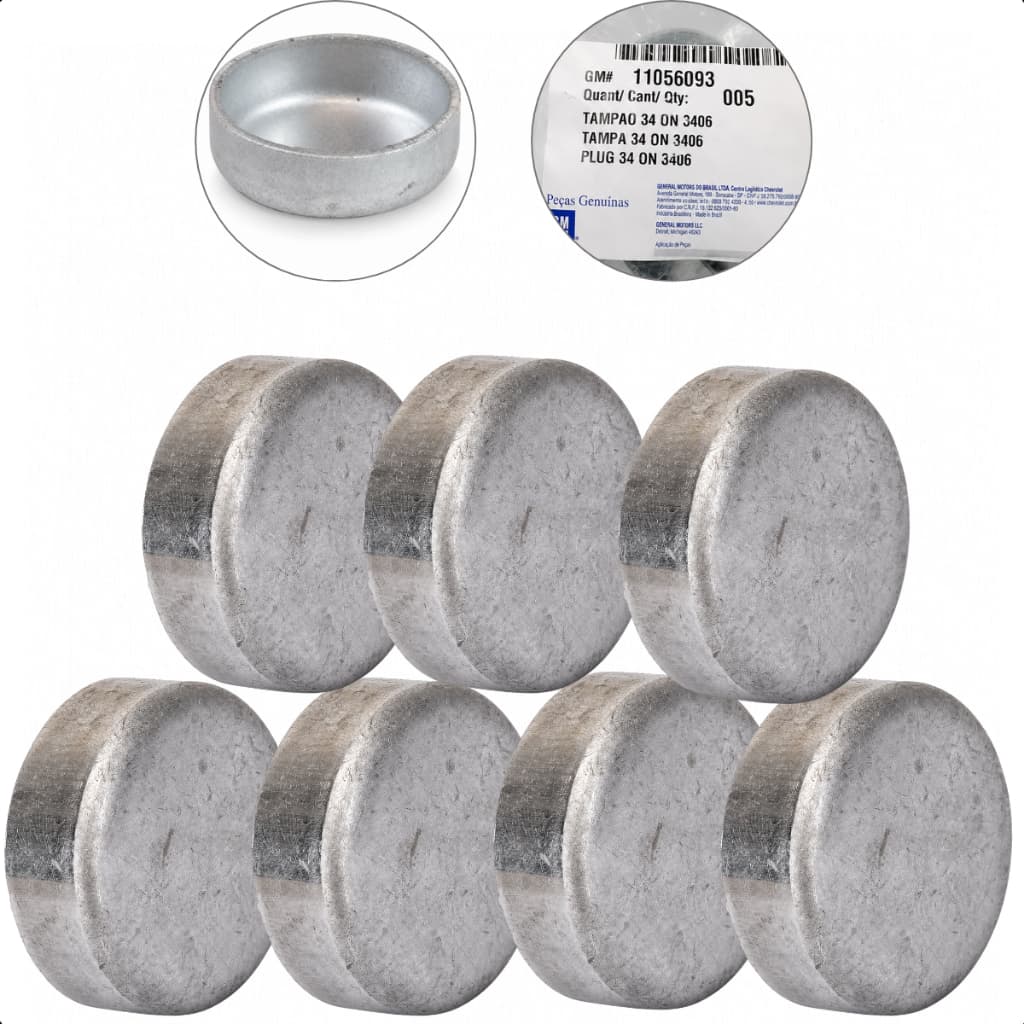 Kit 7 Selos Água Bloco Motor 34,4mm  Astra Vectra Zafira Celta Classic Prisma Onix Cobalt Spin Original GM 11056093