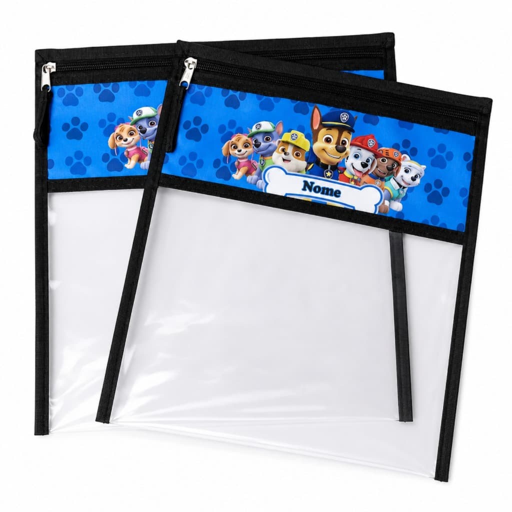 Kit 2 Saquinhos de Plástico Personalizado Menino P/ Roupas Escola Creche Viagens