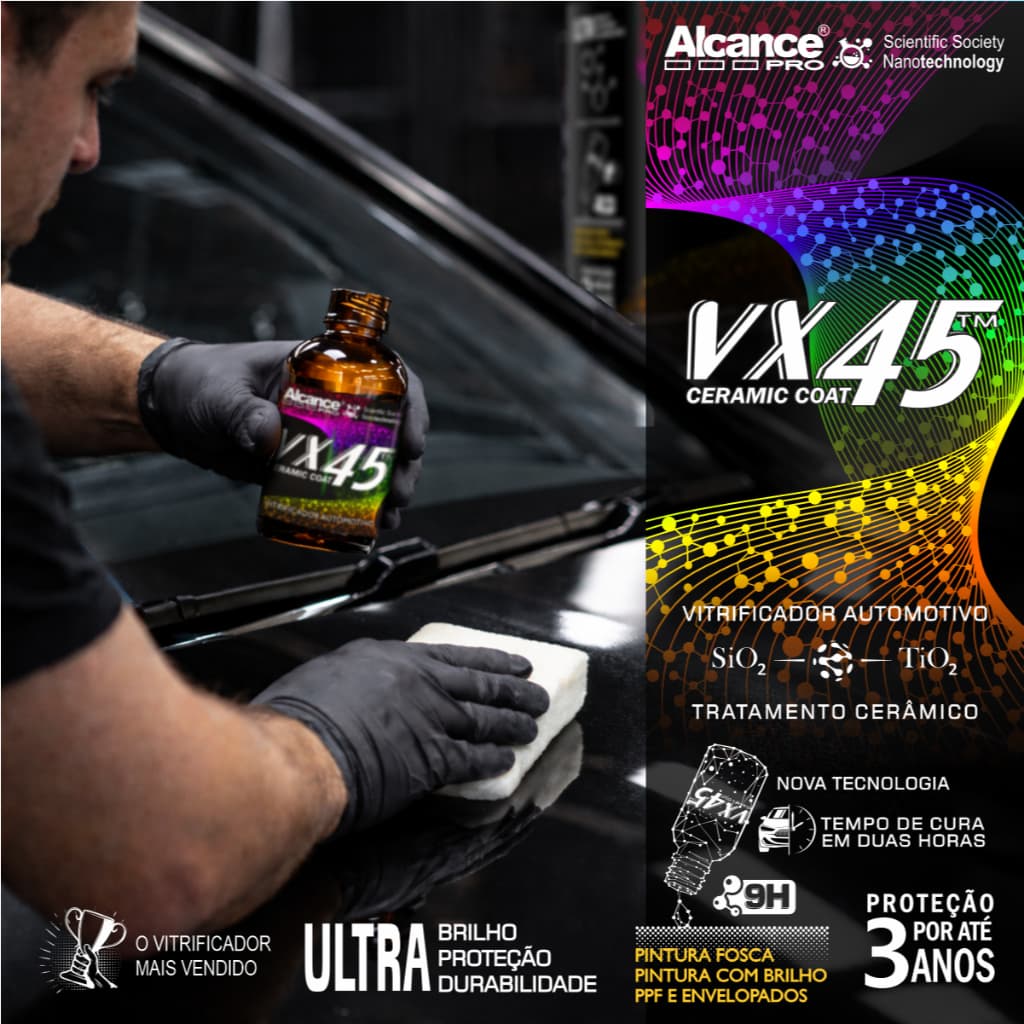 Vitrificador Automotivo Cerâmico Alcance VX45 60ml Proteção Pintura