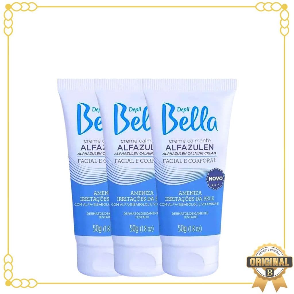 Kit 3 Unidades De Creme Calmante Alfazulen Pós Depilação Depil Bella 50 g