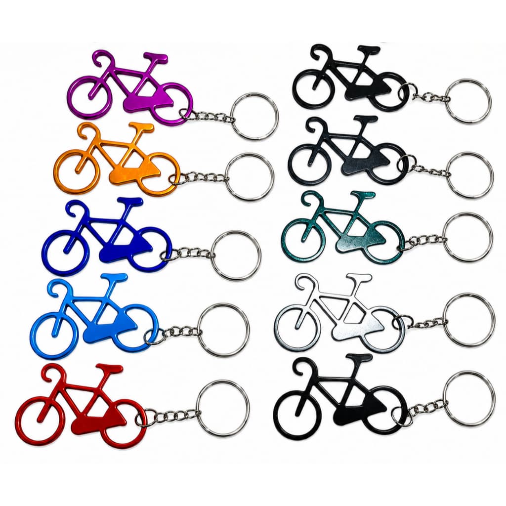 Kit 10 Chaveiros Bicicleta Alumínio Abridor Garrafa Bike Cores