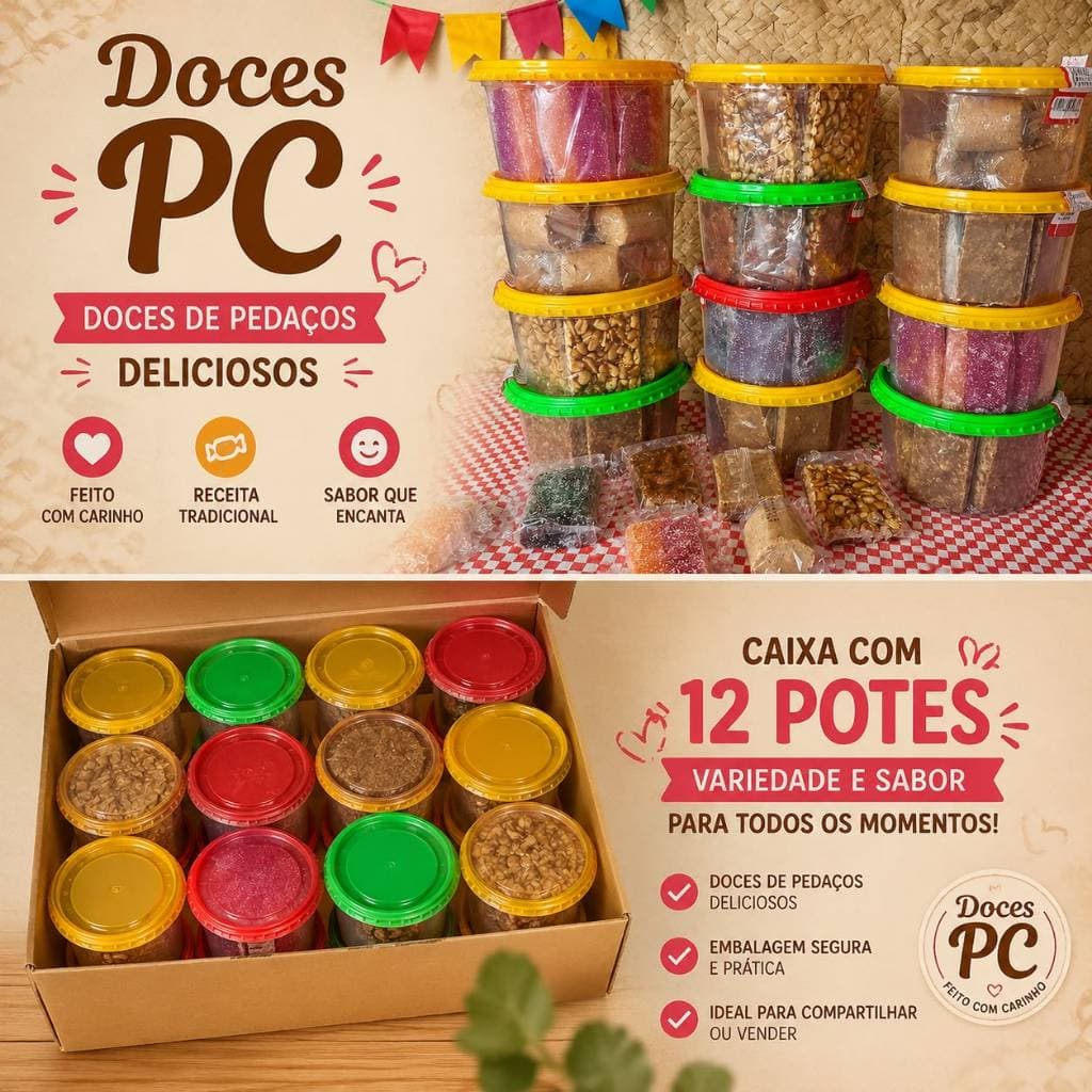 KIT 12 POTES DOCE DE PEDAÇO PC