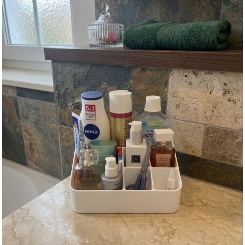 Organizador Bandeja Suporte Para Cosméticos e Perfumes Moderno Bancada Banheiro Maquiagem Multiuso Luxo
