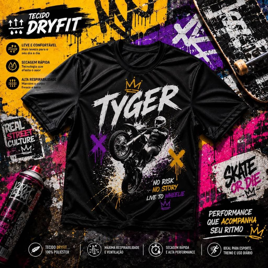 Camisa camiseta tyger preta linda super confortavel 100% algodão envio imediato
