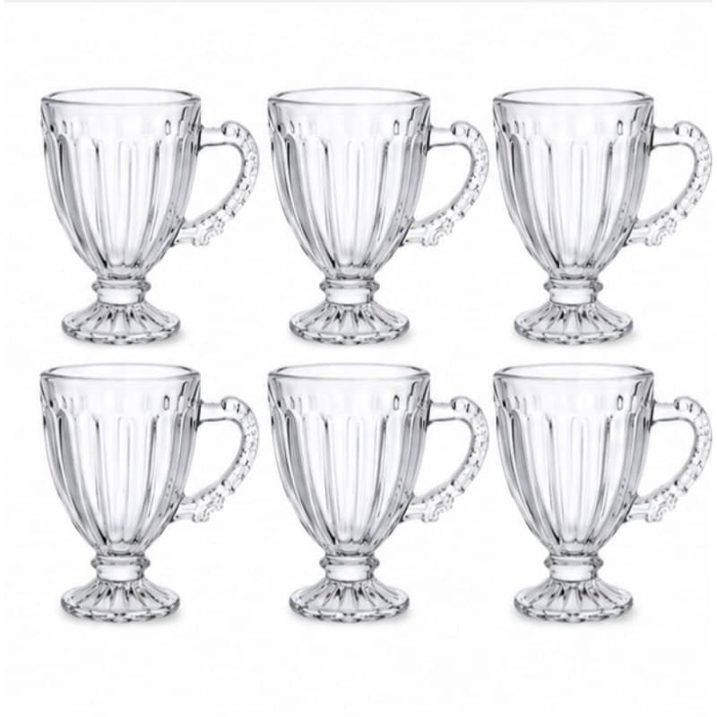 Jogo 6 Xícaras De Vidro Caneca Cristal Renaissance Imperial Luxo Para Cappuccino Chá Café 90ml